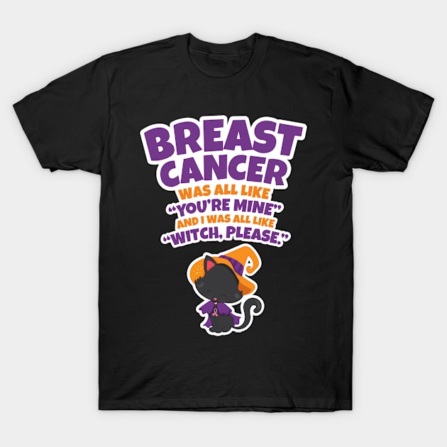 Breast Cancer Witch Please | Black Cat Halloween T-Shirt by jomadado